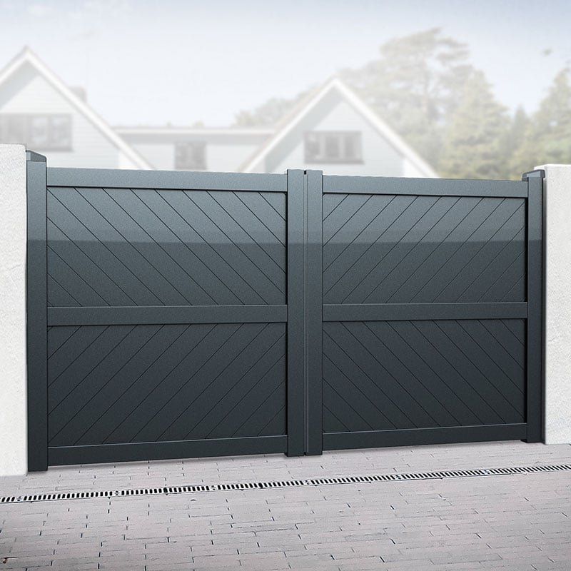 Barnstaple Premium Metal Driveway Double Gates - Grey - Image 1
