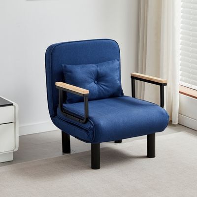 MCC Direct 4 in 1 Folding Single Sofa Bed Convertible Lounge Chair Sleeper Armchair - Blue