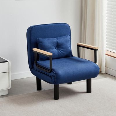 MCC Direct 4 in 1 Folding Single Sofa Bed Convertible Lounge Chair Sleeper Armchair - Blue - Thumbnail 2