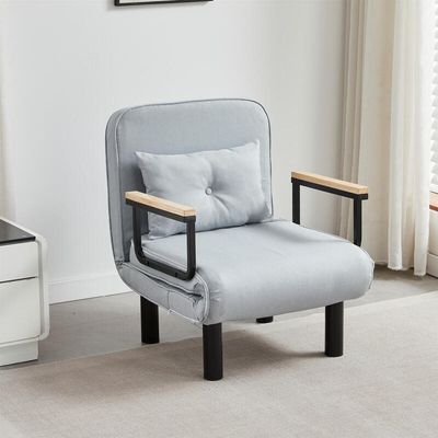 MCC Direct 4-in-1 Folding Single Sofa Bed Convertible Lounge Chair Sleeper Armchair A - Light Grey - Thumbnail 2