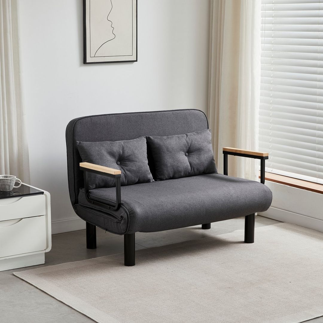 MCC Direct 4-in-1 Folding Double Sofa Bed Convertible Lounge Chair Sleeper Armchair A - Grey - Image 1