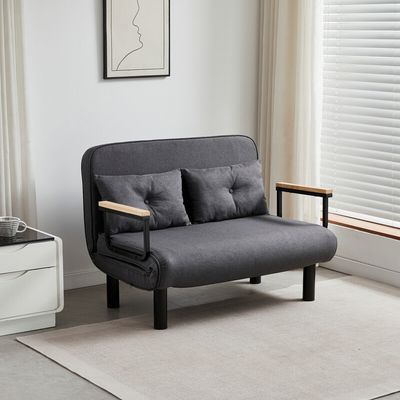 MCC Direct 4-in-1 Folding Double Sofa Bed Convertible Lounge Chair Sleeper Armchair A - Grey - Thumbnail 2