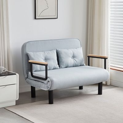 MCC Direct 4-in-1 Folding Double Sofa Bed Convertible Lounge Chair Sleeper Armchair - Light Grey - Thumbnail 2