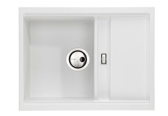 Abode Synchronist Compact 1.25 Bowl Inset / Undermount White Granite Kitchen Sink