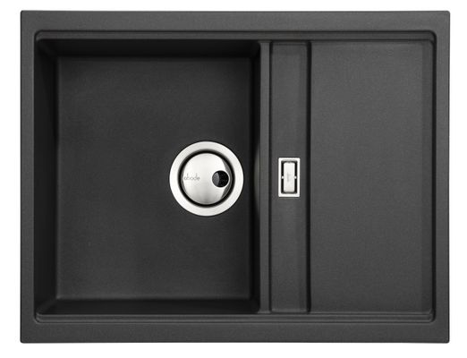 Abode Synchronist 1.25 Bowl Inset / Undermount Black Granite Kitchen Sink