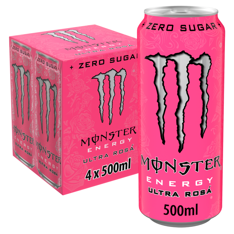 Monster Energy Drink Ultra Rosa Zero Sugar 4 x 500ml - Image 1