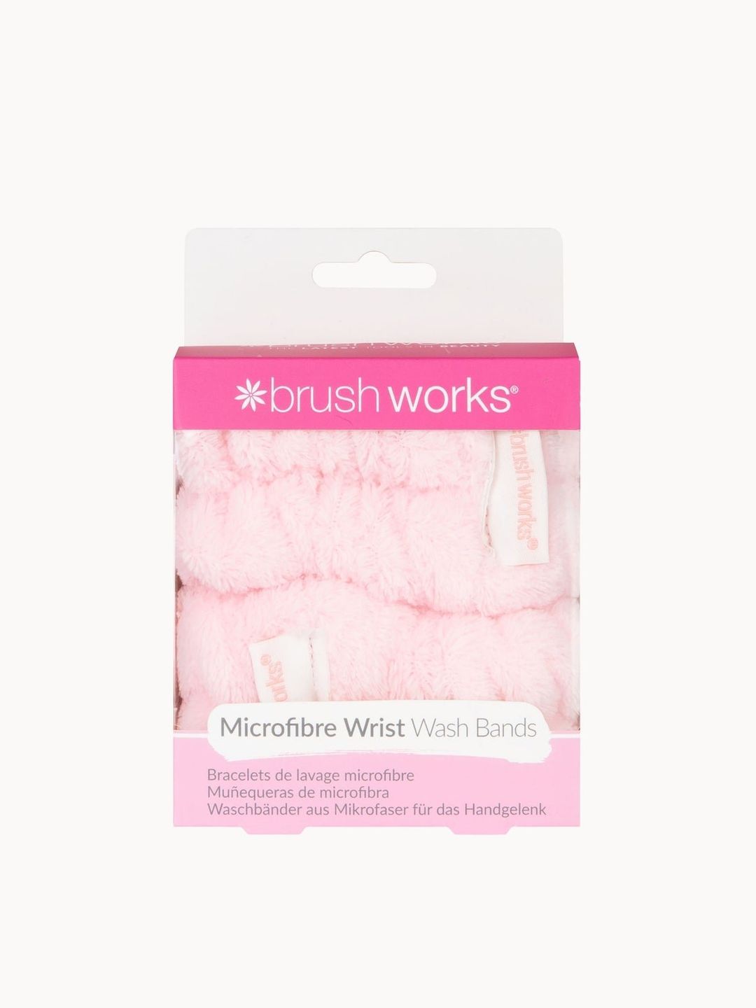 Brushworks Women's Microfibre Wrist Washbands - 1 Set in Pink - Image 1