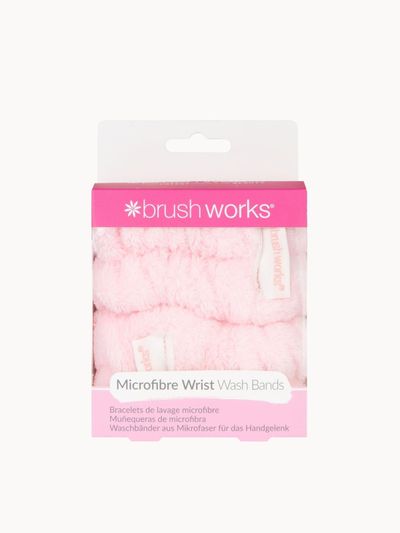 Brushworks Women's Microfibre Wrist Washbands - 1 Set in Pink