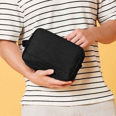 Bagbase Unisex Adult Essentials Recycled Toiletry Bag - Black - Thumbnail 2