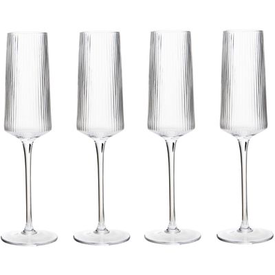 Eldon Set of Four Ribbed Champagne Glasses - Transparent