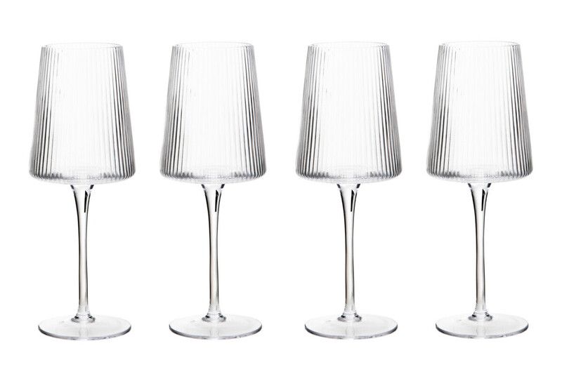 Eldon Set of Four Ribbed Wine Glasses - Transparent - Image 1