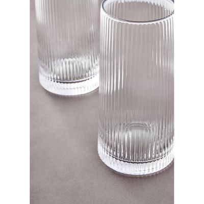 Eldon Set of Four Ribbed Hi Ball Glasses - Transparent
