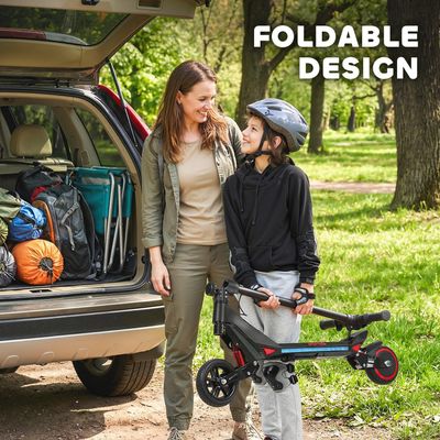 SPORTNOW Foldable Electric Scooter for Kids - Black - Thumbnail 2