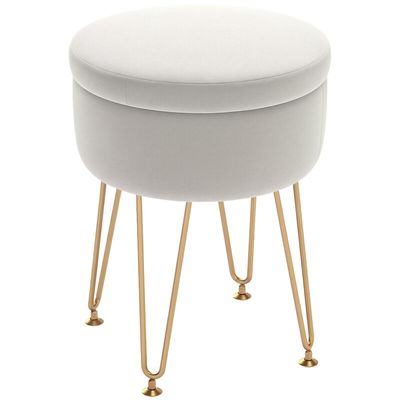 Homcom Ottoman Storage Opulent Cream/Gold - Thumbnail 2