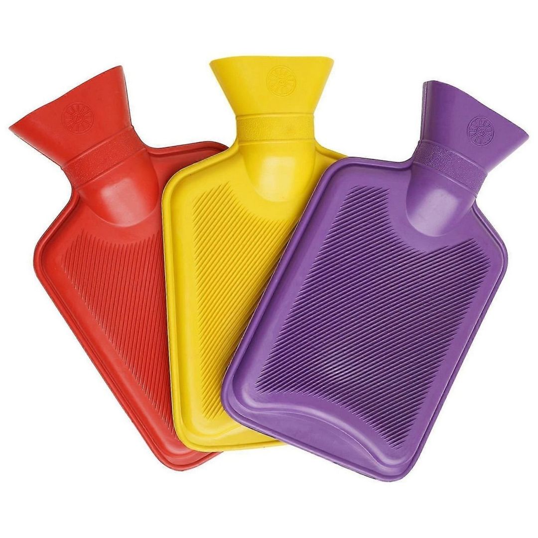 K Collection Mini 1L Hot Water Bottle (Pack of 3) - Red/Yellow/Purple - Image 1