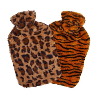 K Collection Animal Print 2L Hot Water Bottle & Cover Pack of 2 in Brown