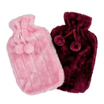 K Collection Pom Pom 2L Hot Water Bottle & Cover Pack of 2 in Pink