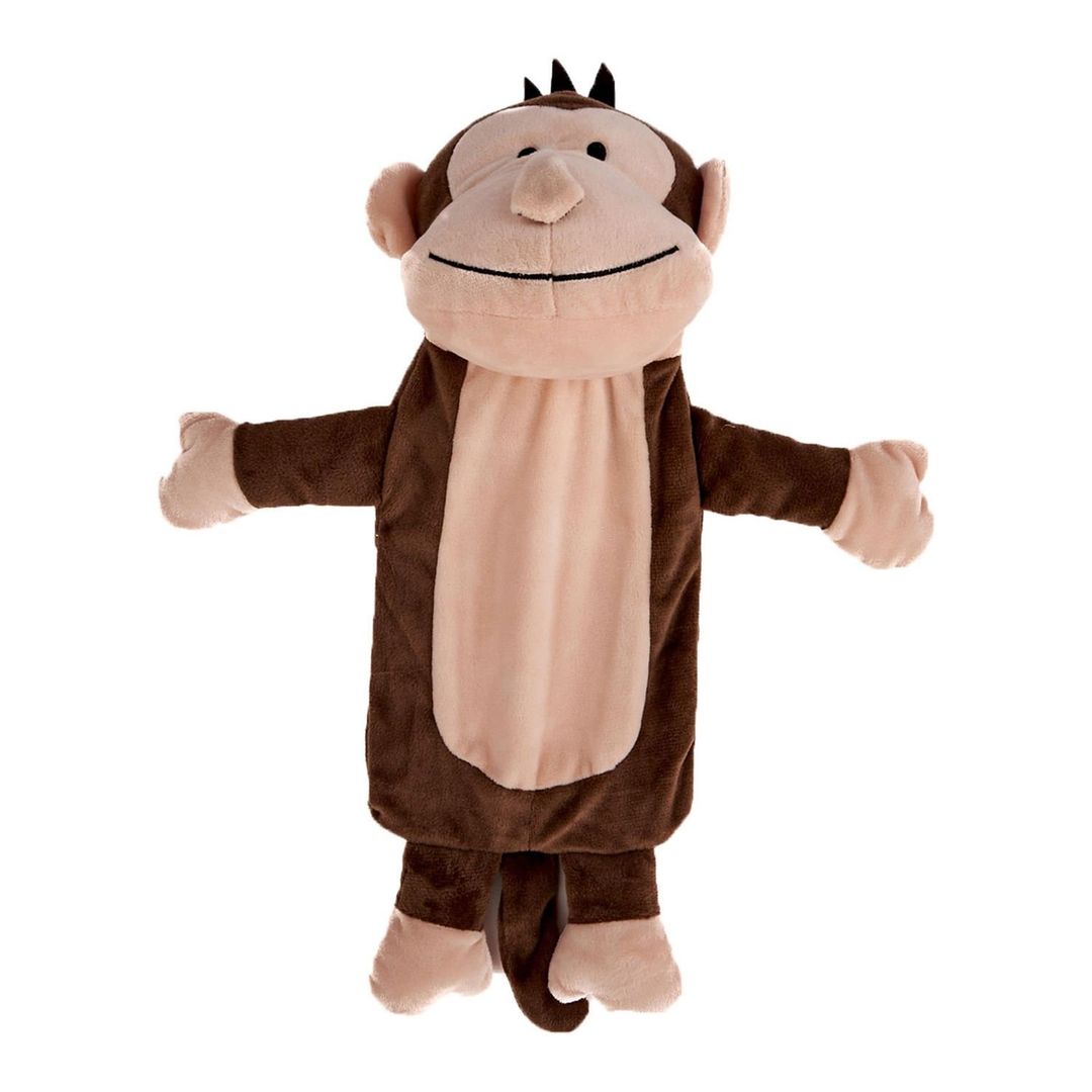 K Collection Monkey 3D 750ml Hot Water Bottle & Cover in Brown - Image 1