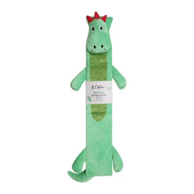 K Collection Dinosaur Extra Long 2L Hot Water Bottle And Cover - Green