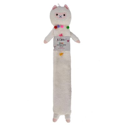 K Collection Llama Extra Long 2L Hot Water Bottle And Cover - White