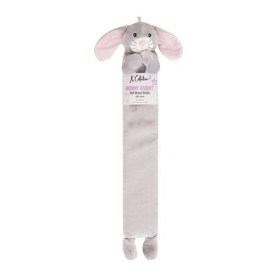 K Collection Rabbit Extra Long 2L Hot Water Bottle And Cover - Silver - Thumbnail 2