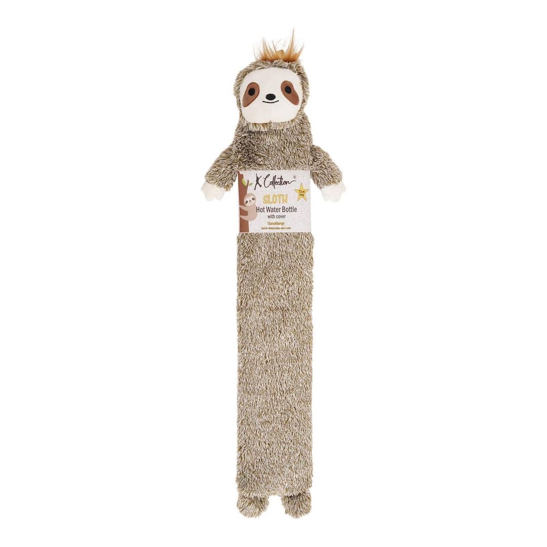 K Collection Sloth Extra Long 2L Hot Water Bottle And Cover - Beige - Image 1
