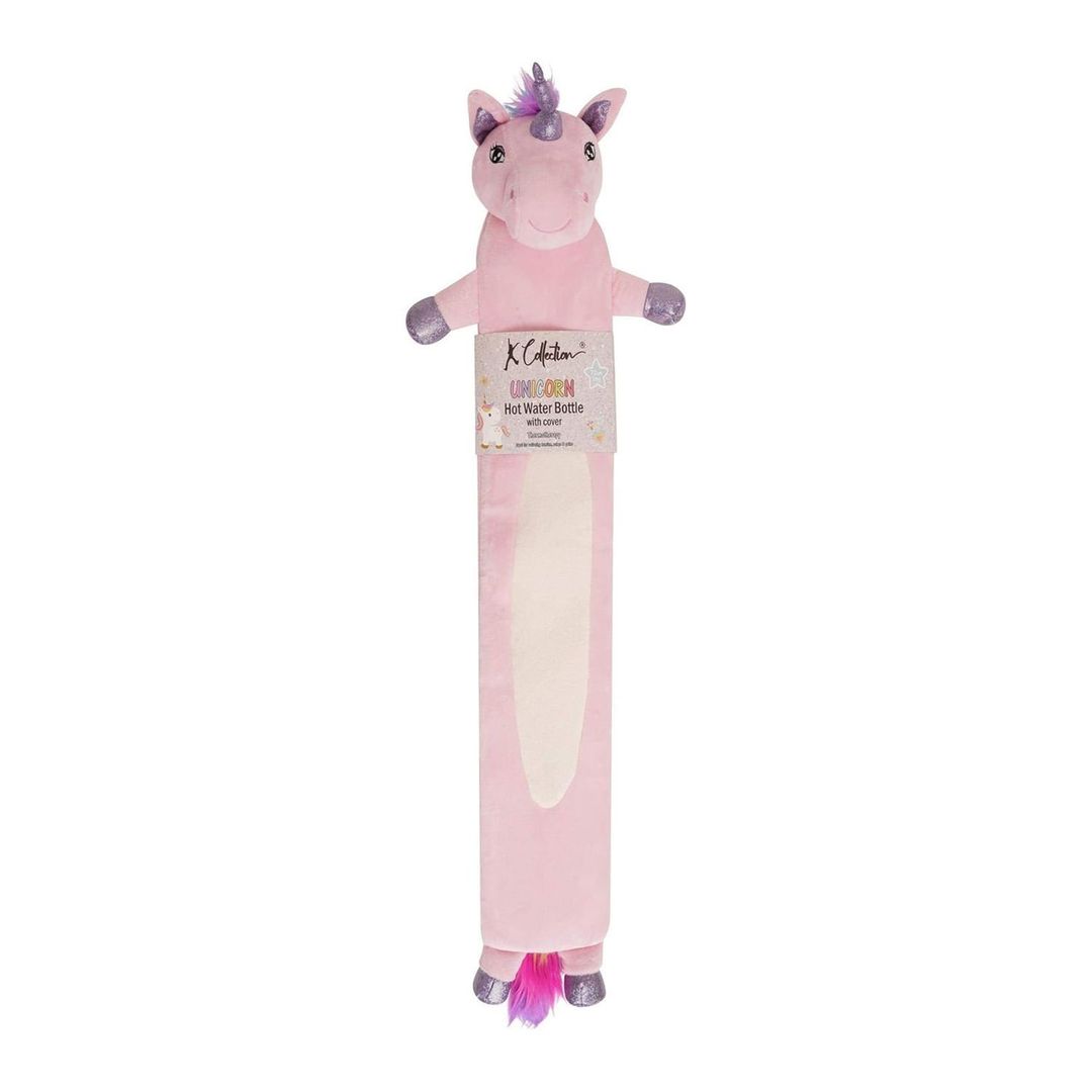 K Collection Unicorn Extra Long 2L Hot Water Bottle And Cover - Pink - Image 1