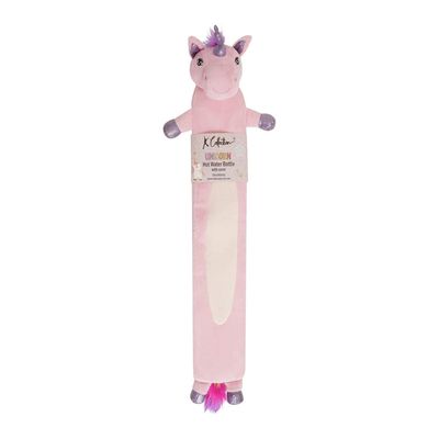 K Collection Unicorn Extra Long 2L Hot Water Bottle And Cover - Pink