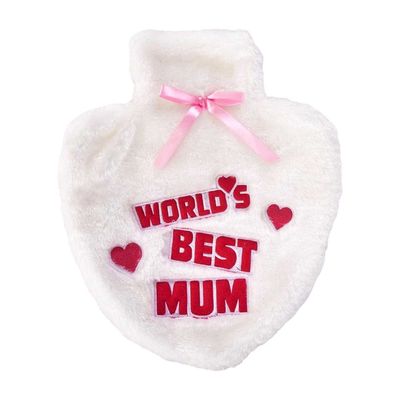 K Collection World´s Best Mum 1L Hot Water Bottle Cover in White
