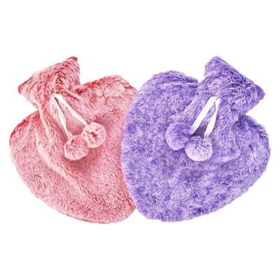 K Collection Heart Pom Pom 1L Hot Water Bottle Cover Pack of 2 in Light Red