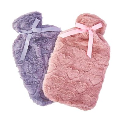 K Collection Hearts 2L Hot Water Bottle & Cover Pack of 2 in Pink
