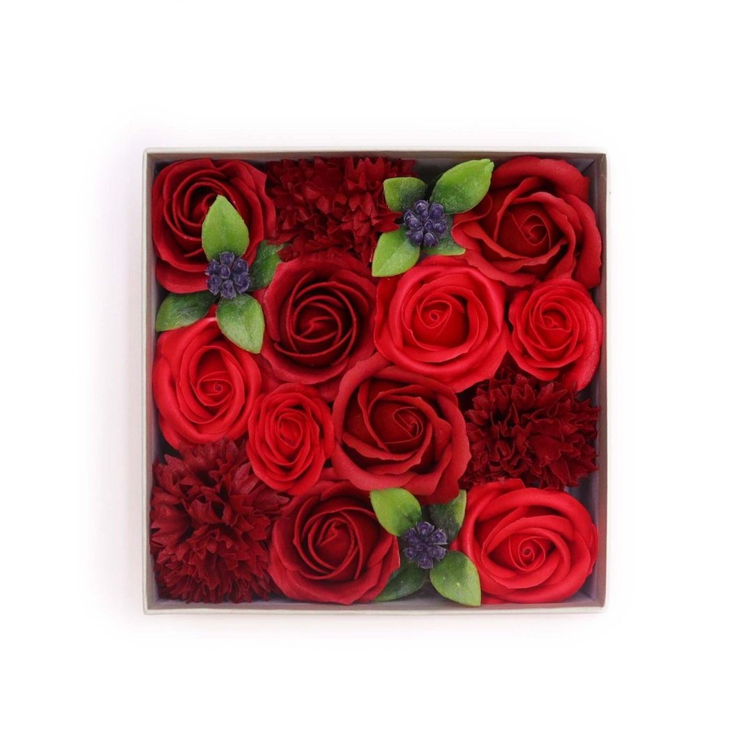 Classic Red Roses Soap Flower Gift Box Elegant Romantic Decor - Red - Image 1