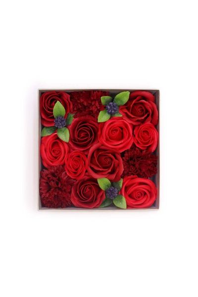 Classic Red Roses Soap Flower Gift Box Elegant Romantic Decor - Red - Thumbnail 2