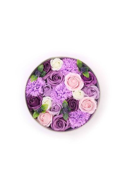 Lavender Rose & Carnation Soap Flower Gift Box Royal Purple Elegance - Multi - Thumbnail 2