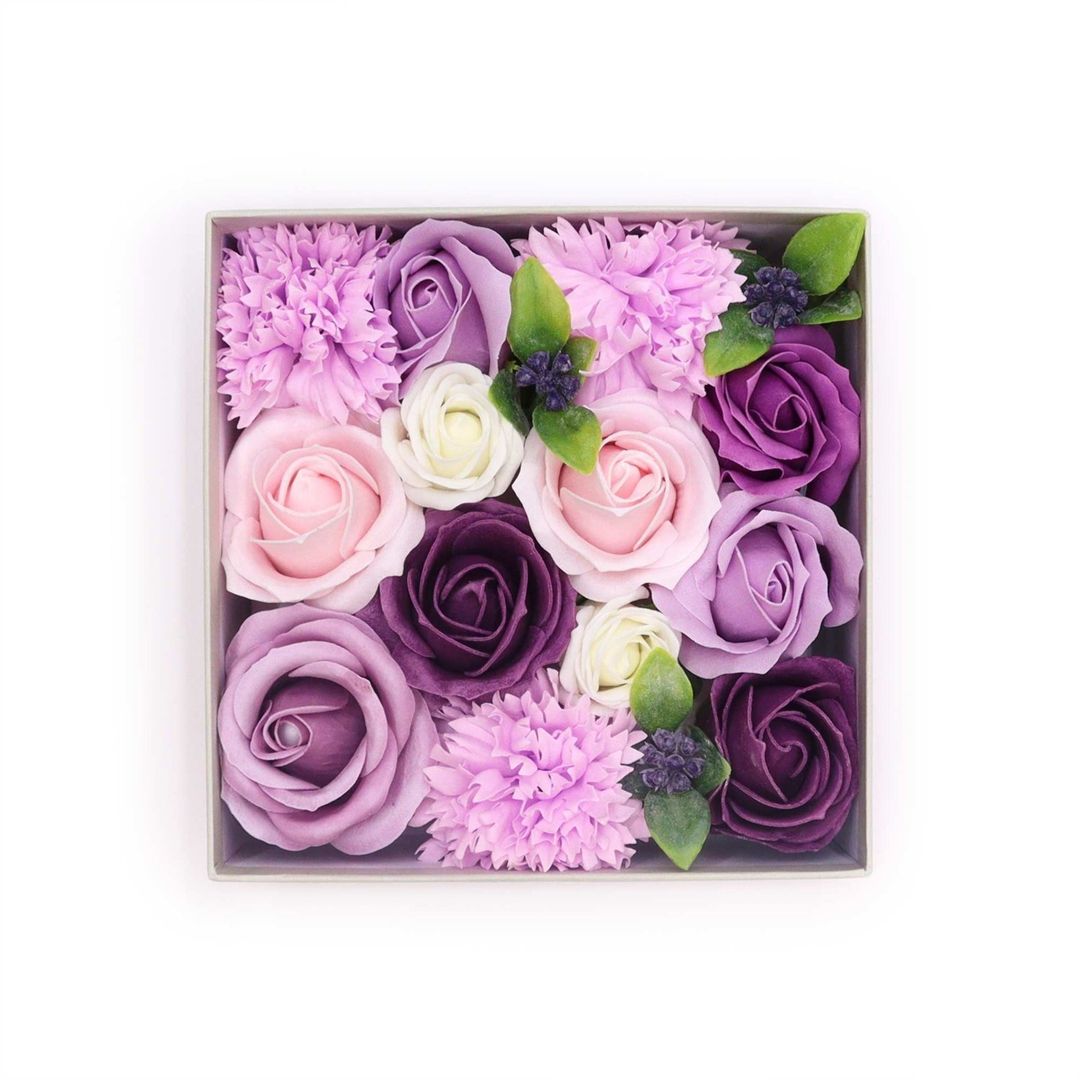 Lavender Rose & Carnation Gift Box Purple Floral Soap Arrangement - Multi - Image 1