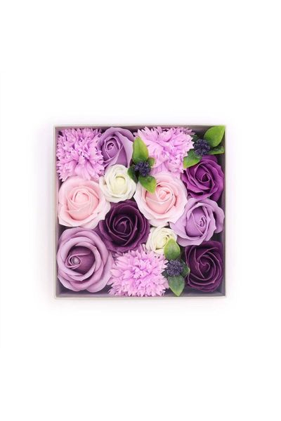 Lavender Rose & Carnation Gift Box Purple Floral Soap Arrangement - Multi - Thumbnail 2