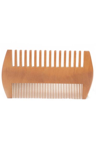 Two Sided Bamboo Boar Bristle Beard Comb and Brush - Brown - Thumbnail 2