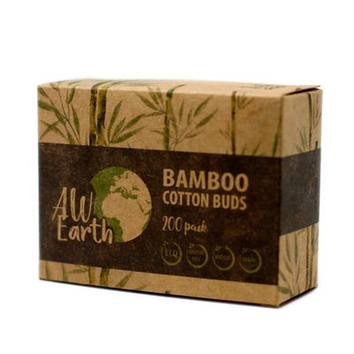 Box of 200 Eco Friendly Bamboo Cotton Buds for Personal Care - Brown