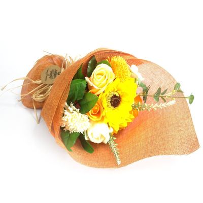 Standing Soap Flower Bouquet Gift Wedding Favour Bath Decor - Orange