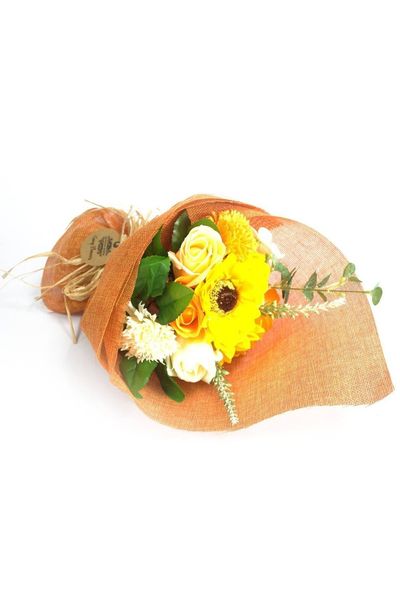 Standing Soap Flower Bouquet Gift Wedding Favour Bath Decor - Orange - Thumbnail 2