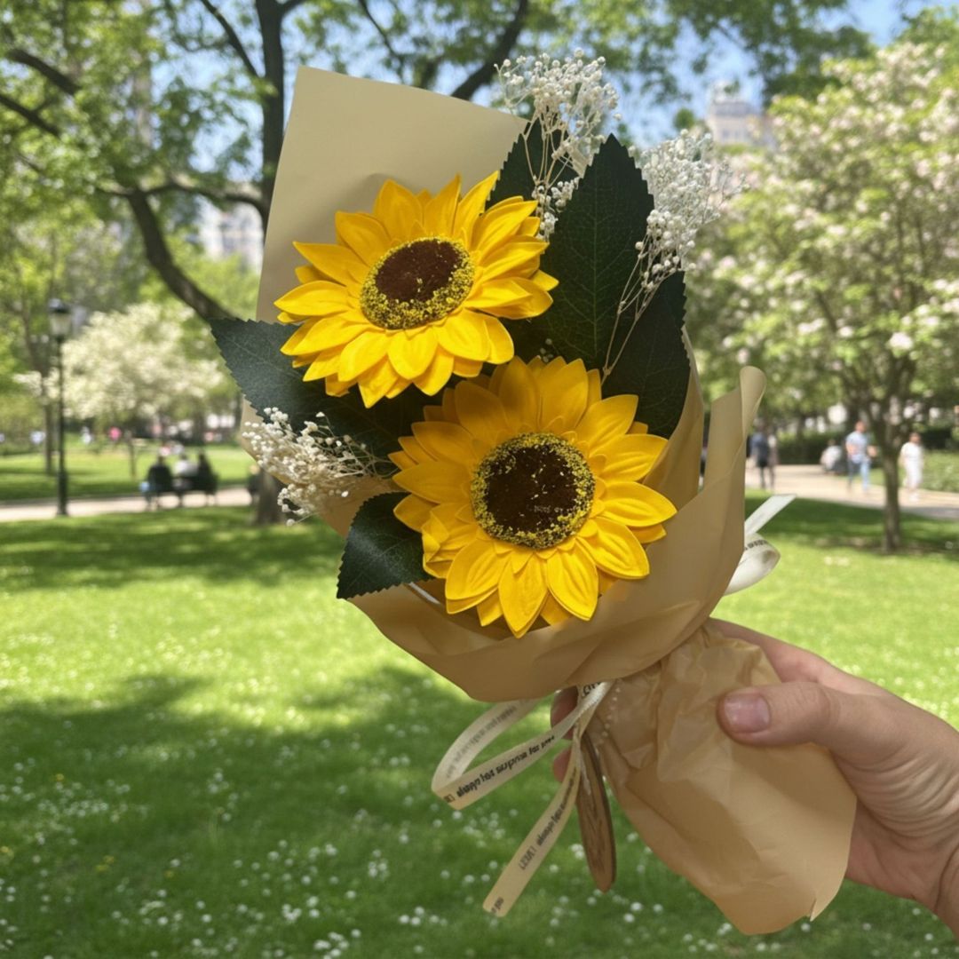 Soap Flower Sunflower Bouquet Long Lasting Decorative Gift - Yellow - Image 1