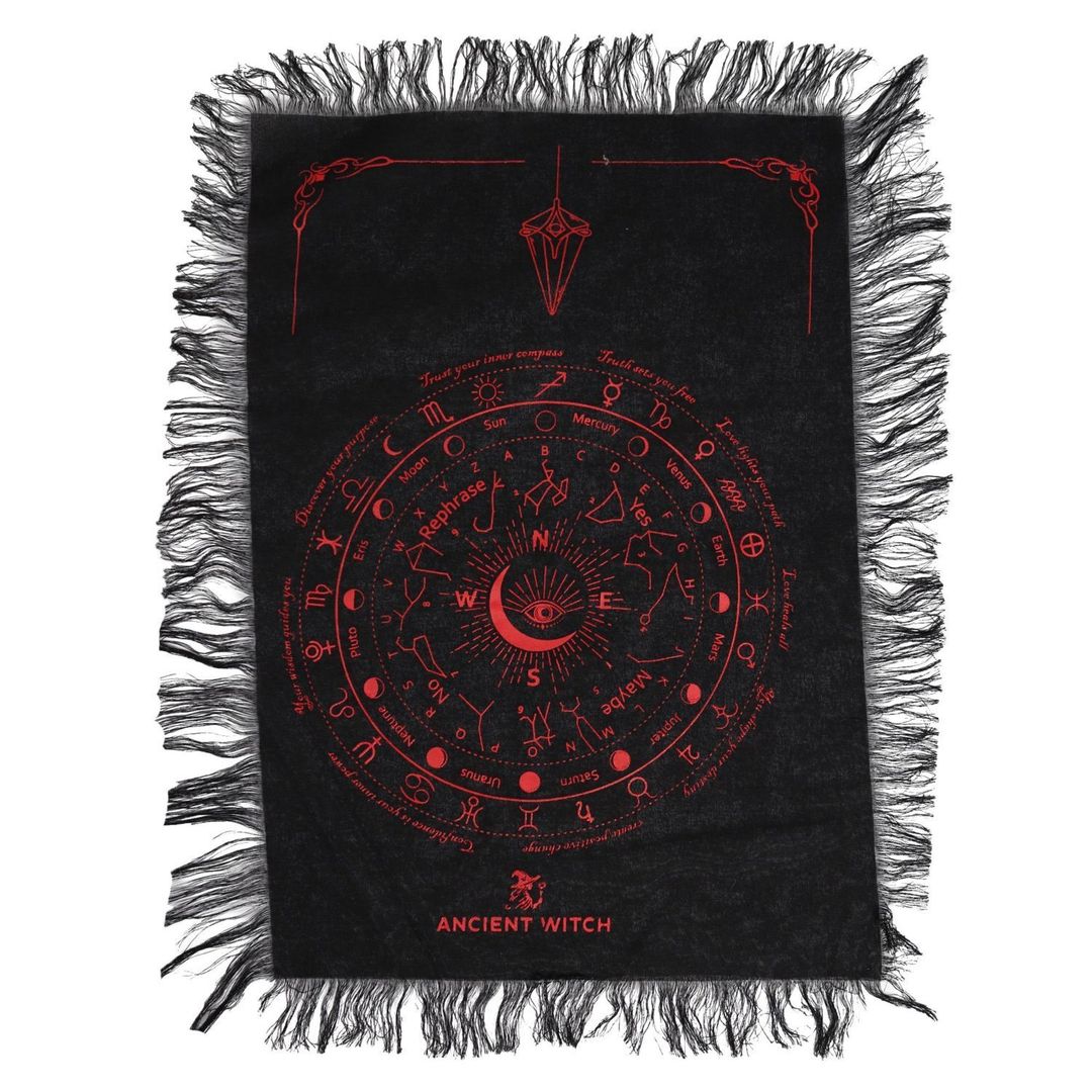 All Seeing Eye Pendulum Divination Cloth Black Blood Red - Black - Image 1