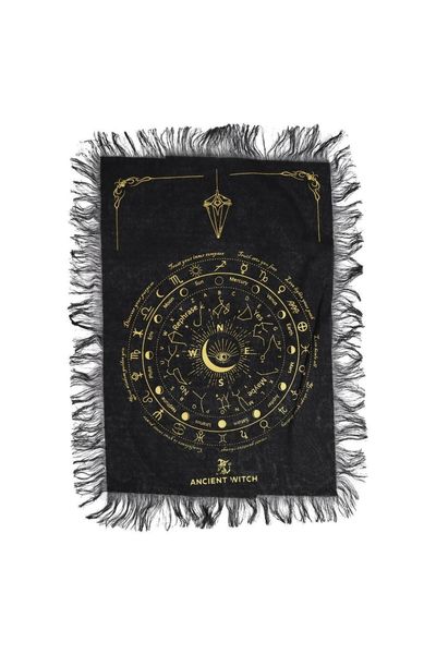 Ancient Witch All Seeing Eye Pendulum Divination Cloth Black Gold - Black - Thumbnail 2