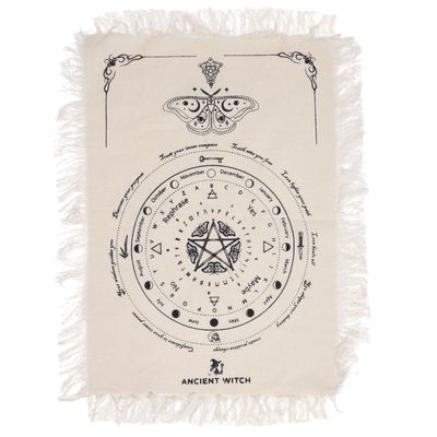 Ancient Witch Mystic Moth Pendulum Divination Cloth - Black