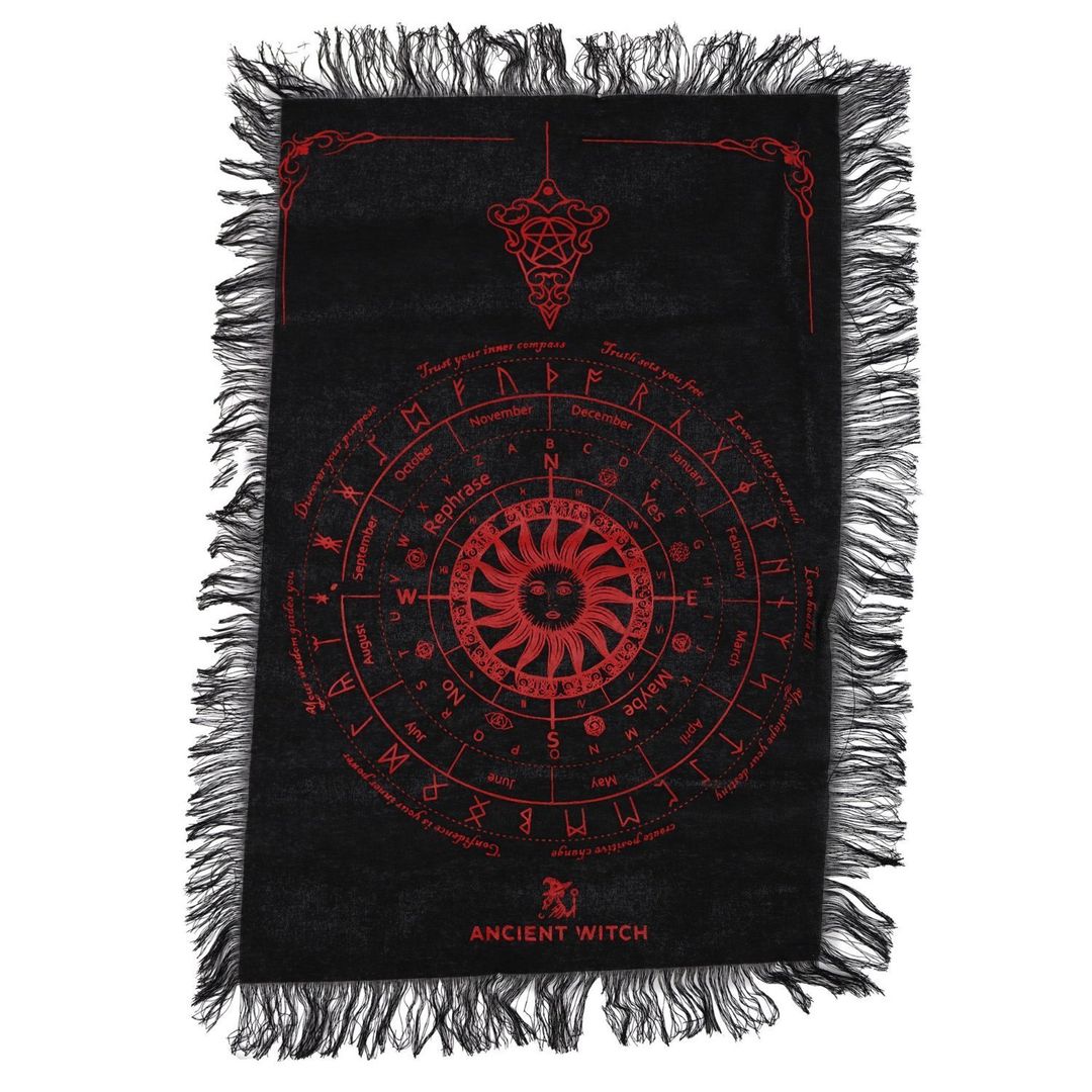 Ancient Witch Sun Face Pendulum Divination Cloth Black Blood Red - Black - Image 1