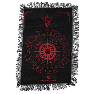 Ancient Witch Sun Face Pendulum Divination Cloth Black Blood Red - Black