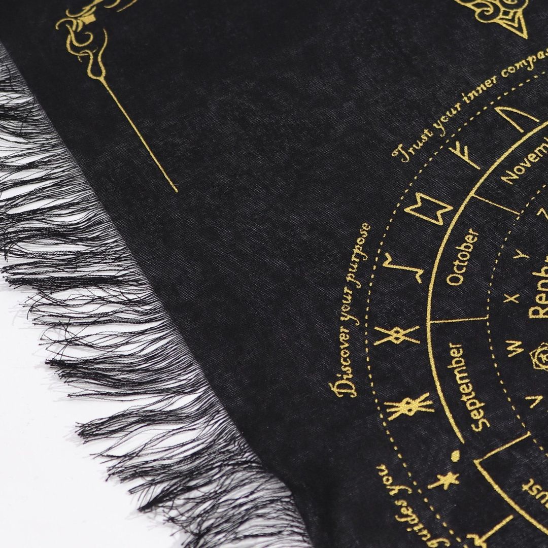 Ancient Witch Sun Face Pendulum Divination Cloth Black Gold - Black - Image 1
