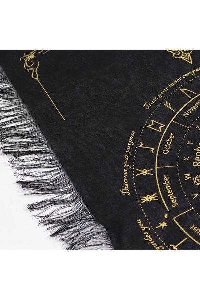 Ancient Witch Sun Face Pendulum Divination Cloth Black Gold - Black - Thumbnail 2