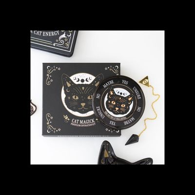Black Cat Magick Pendulum Divination Kit for Guidance - Black