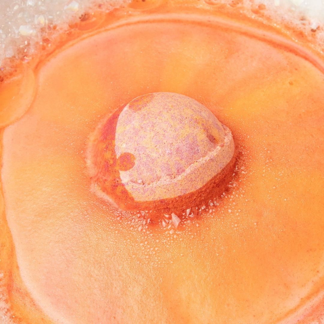 Fire Crystal Bath Bomb with Real Gemstone Surprise - Orange - Image 1